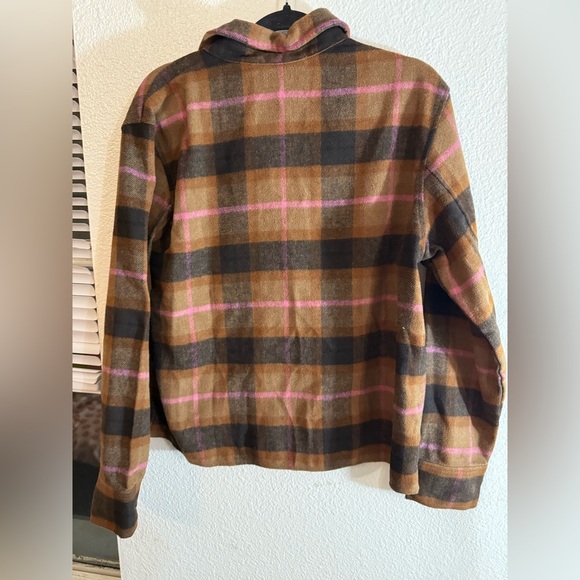 BB Dakota by Steve Madden Tan and Pink Plaid Utility Jacket - Picture 6 of 6